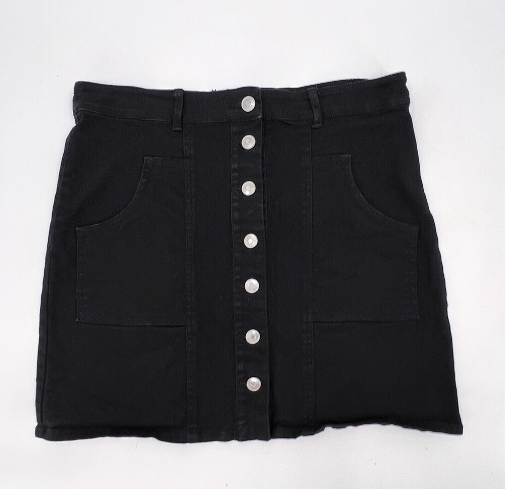 Altar'd State Skirt Womens Large Black Knit Button Front A-Line Short Designer